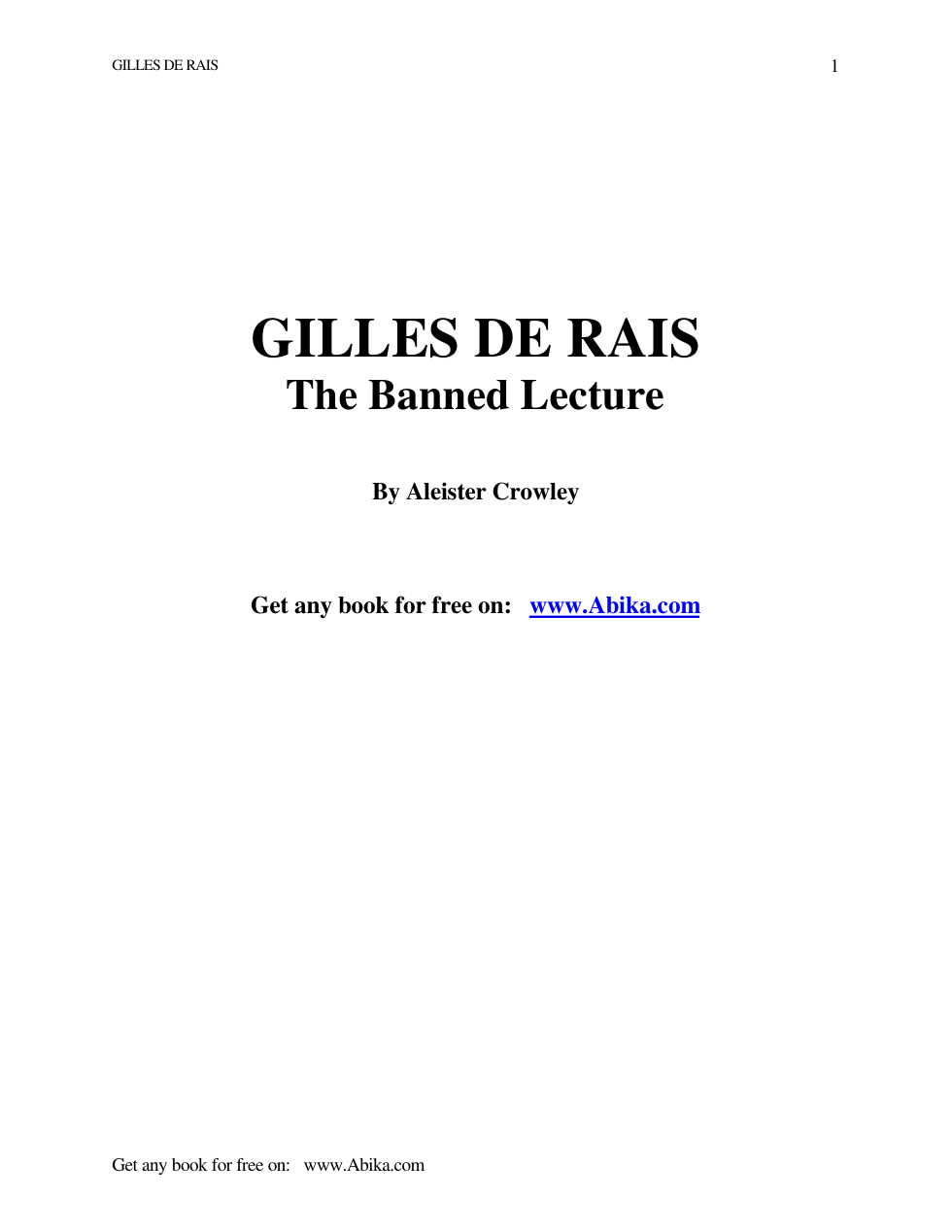 Aleister Crowley - Gilles De Rais cover