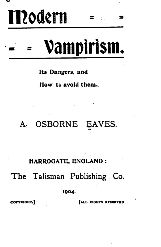 Modern Vampirism - A Osbourne Eaves cover
