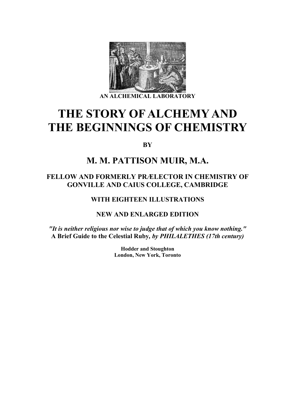 Alchemy & the Beginnings of Chemistry - M Pattison Muir cover