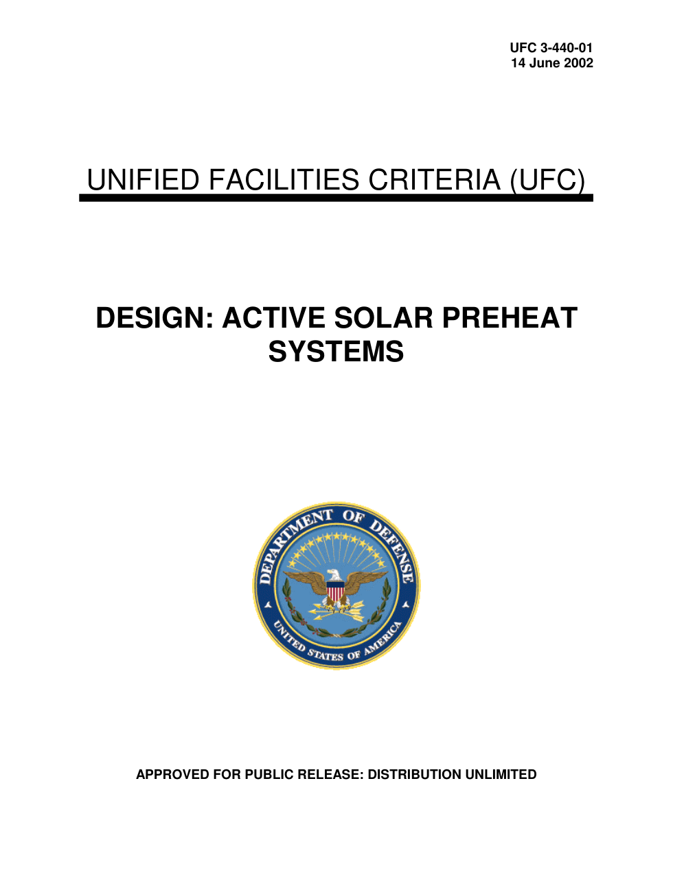 USDOD Active Solar Preheat Sys. 2002 98 pages cover