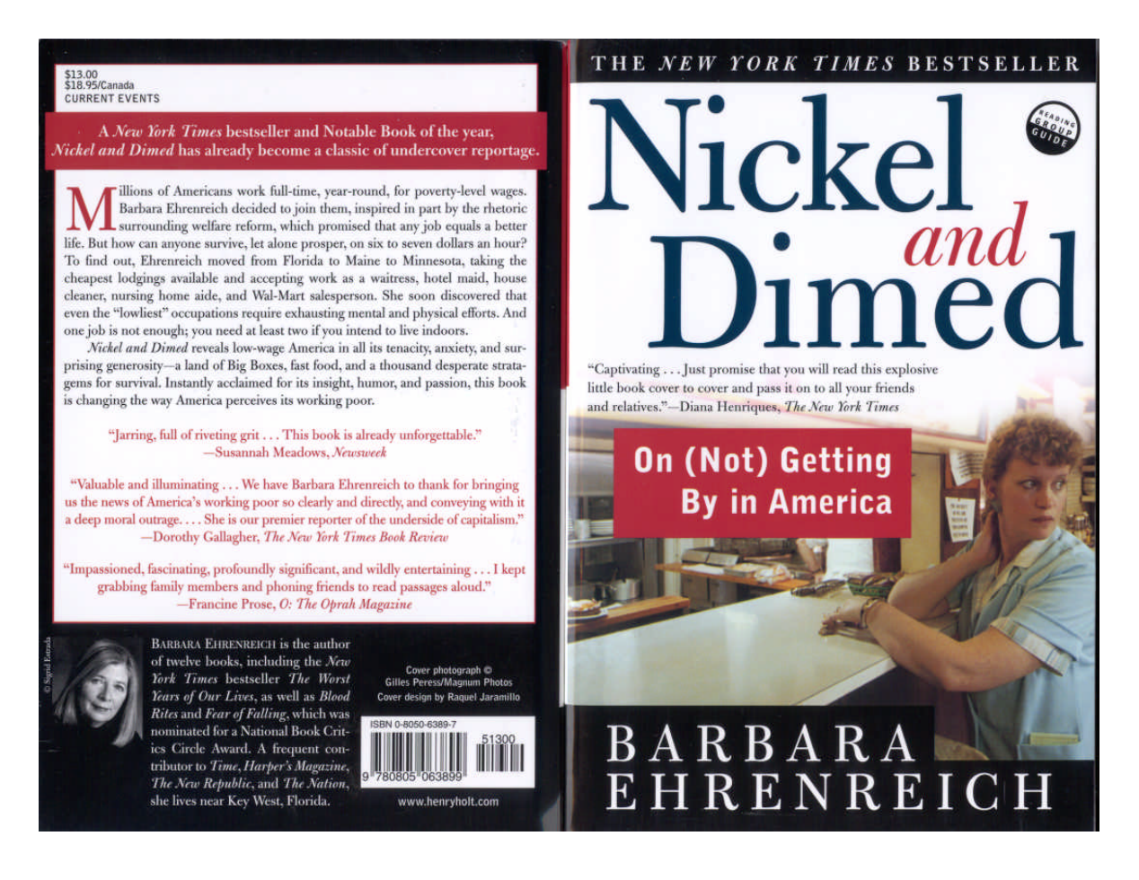 Ehrenreich, Barbara - Nickel and Dimed, On Not Getting By in America (2002) cover