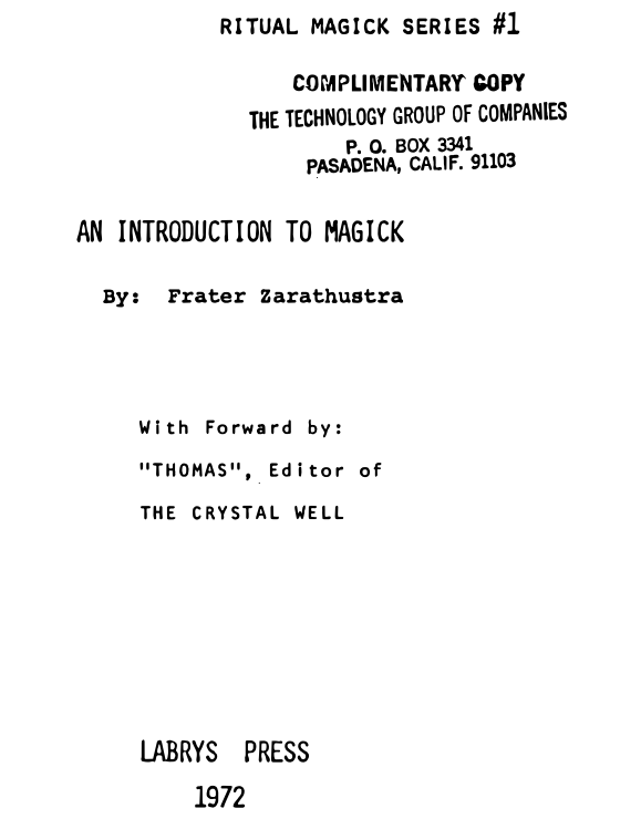 White (Zarathustra) - Intro To Magick cover