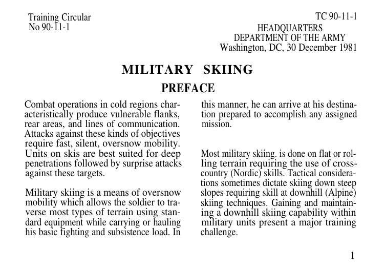 ARMY Military Skiing 1981 61 pages cover