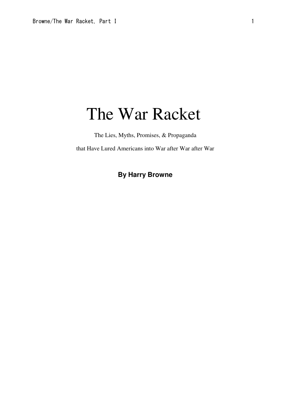 War Racket - Part 1 cover
