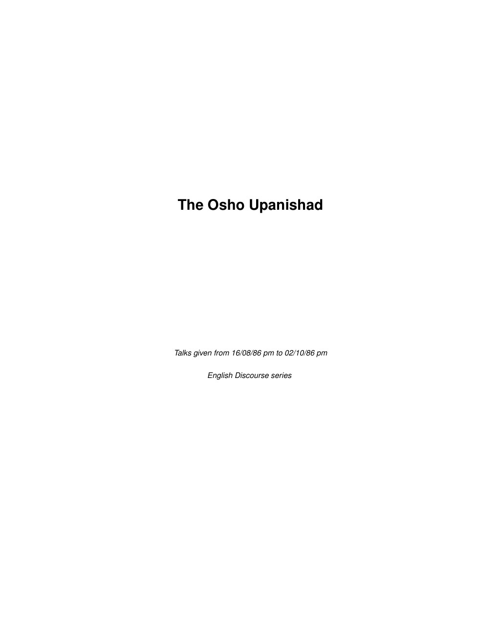 The Osho Upanishad cover
