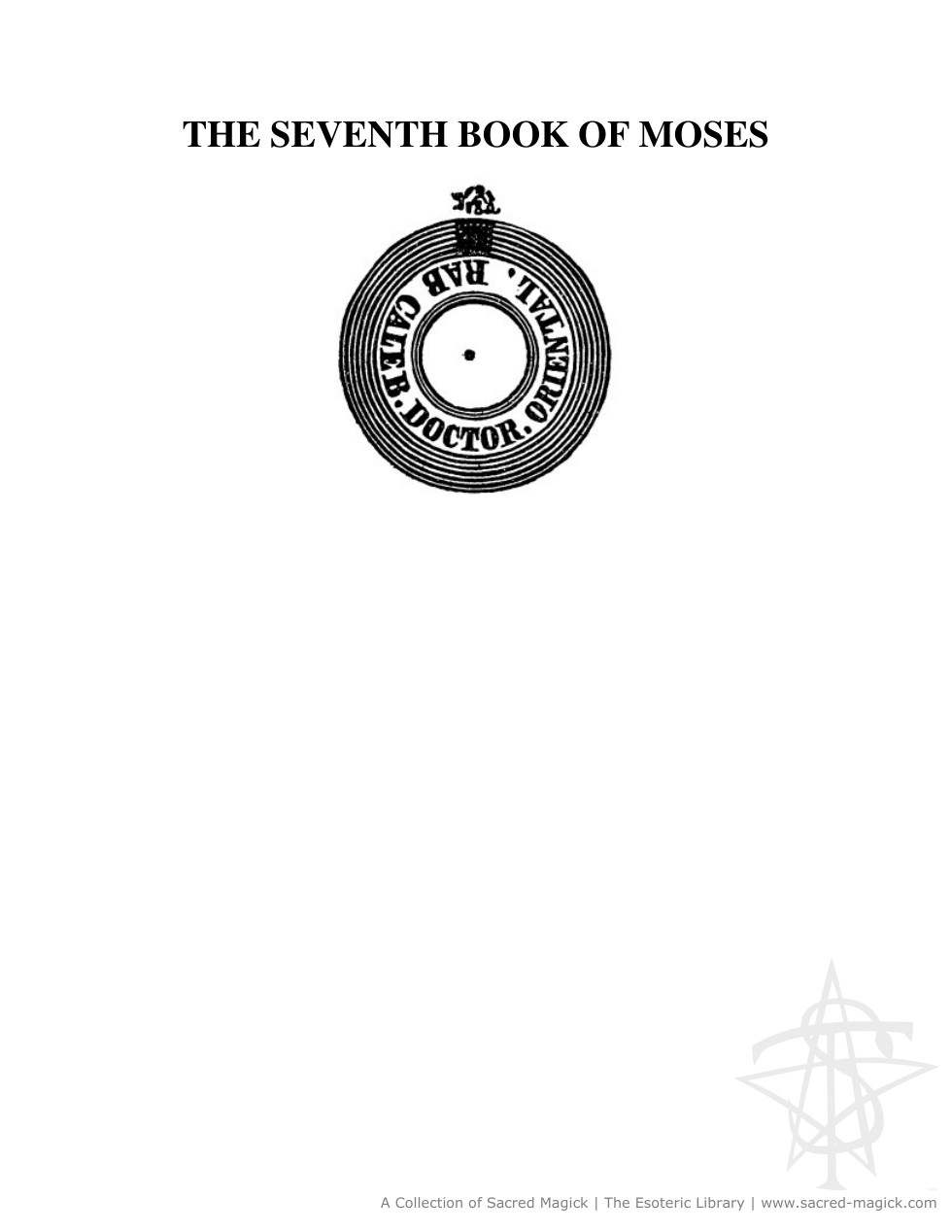 The Seventh Book Of Moses cover