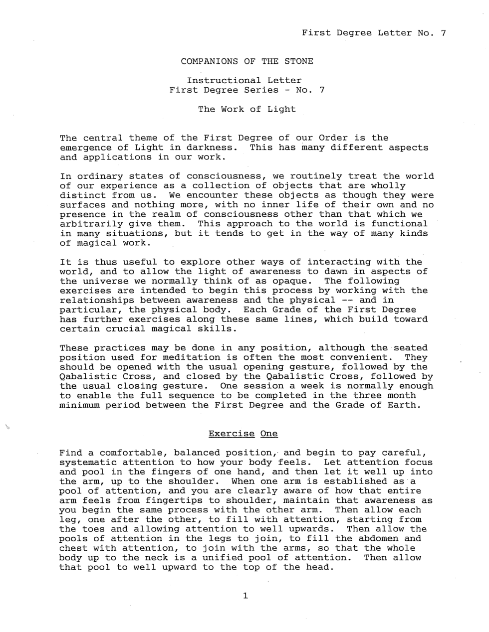 Instruction Letter 7 - First Degree cover