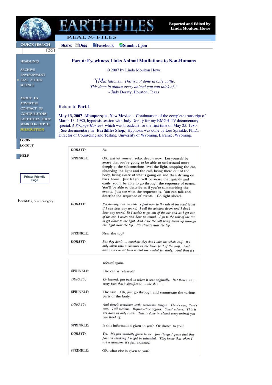 05 13 2007 Part 6 Eyewitness Links Animal Mutilations to Non-Humans cover