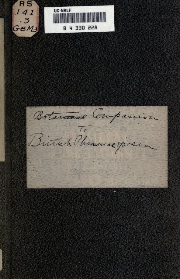 Botanical companion to the British pharmacopoeia - H. Marks (1873) cover