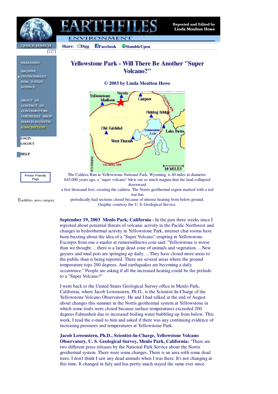 09 19 2003 Yellowstone Park - Will There Be Another Super Volcano cover