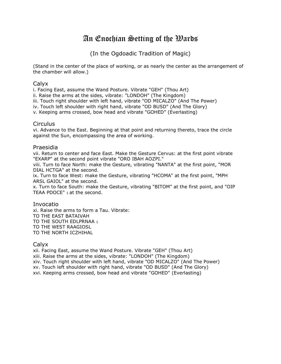 An Enochian Setting of the Wards cover