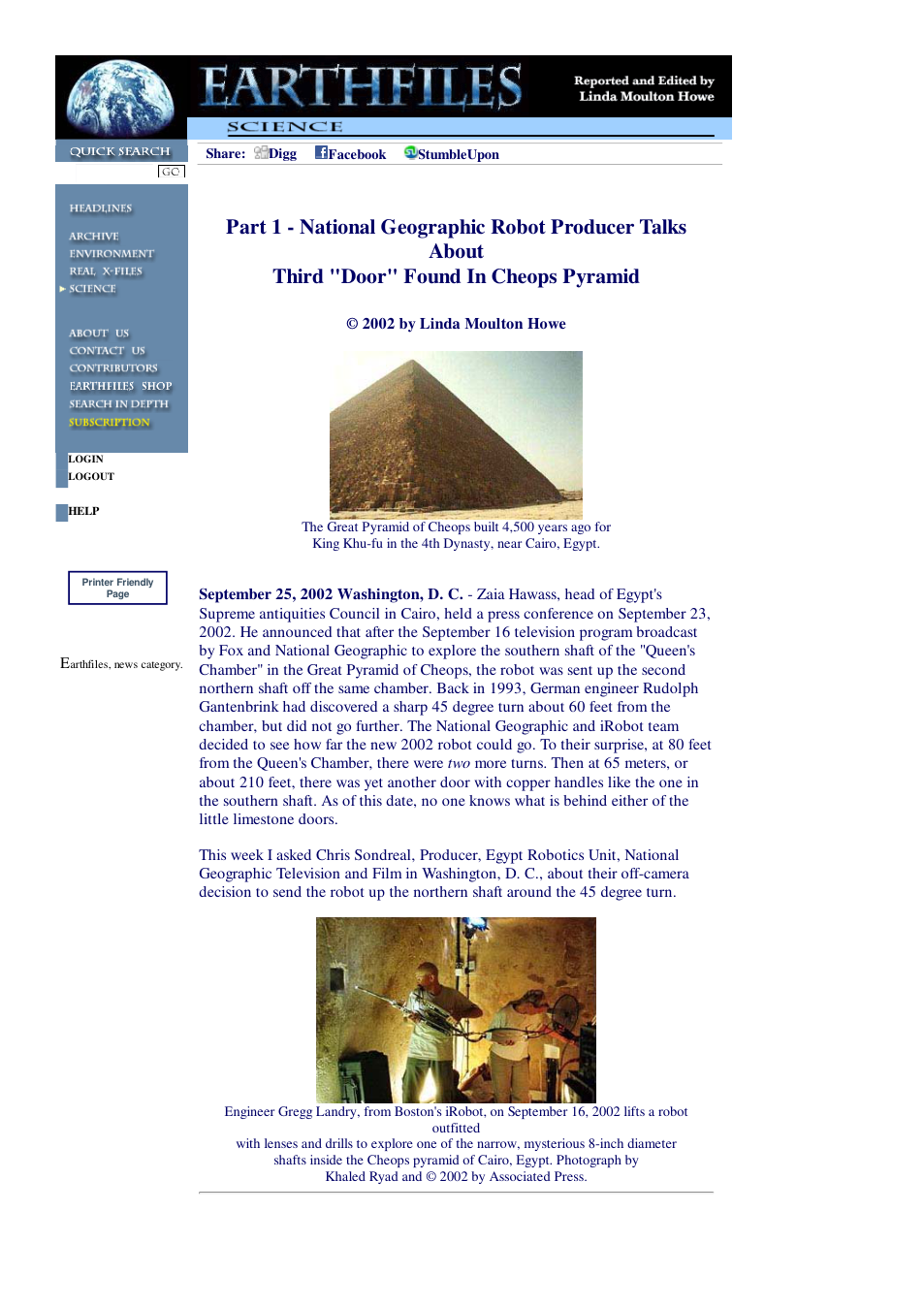 09 25 2002 Part 1 - National Geographic Robot Producer Talks About Third Door Found In Cheops Pyramid cover