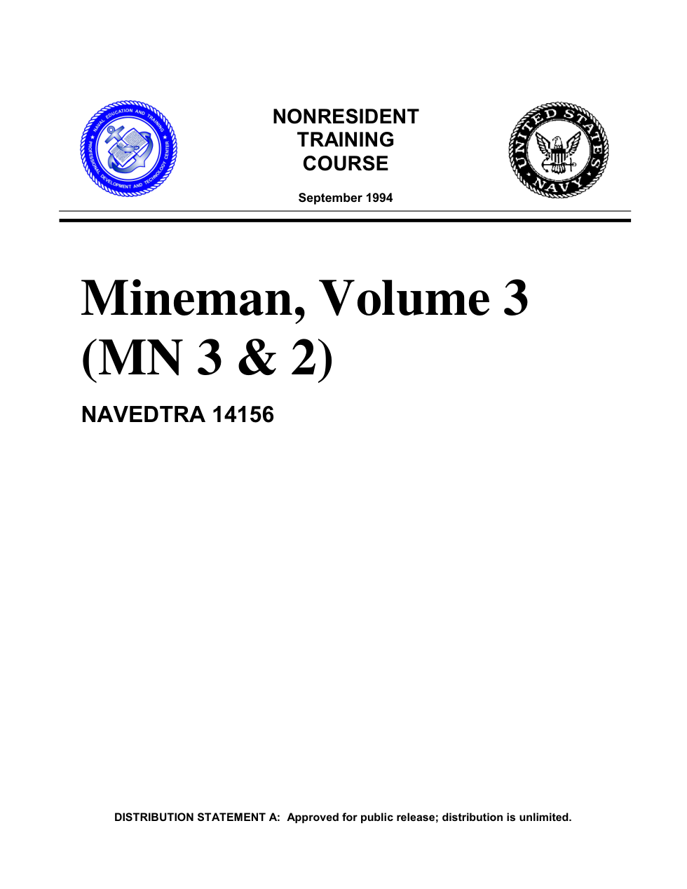 NAVY Mineman, Volume 3, 3 & 2 1994 84 pgs cover