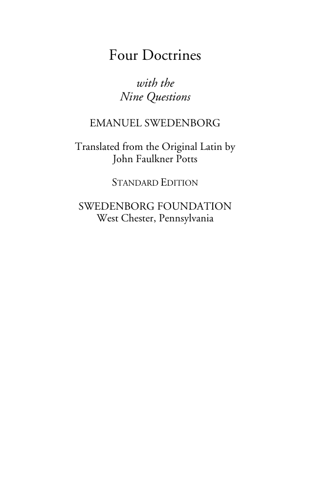 Emanuel Swedenborg - Four Doctrines With The Nine Questions cover