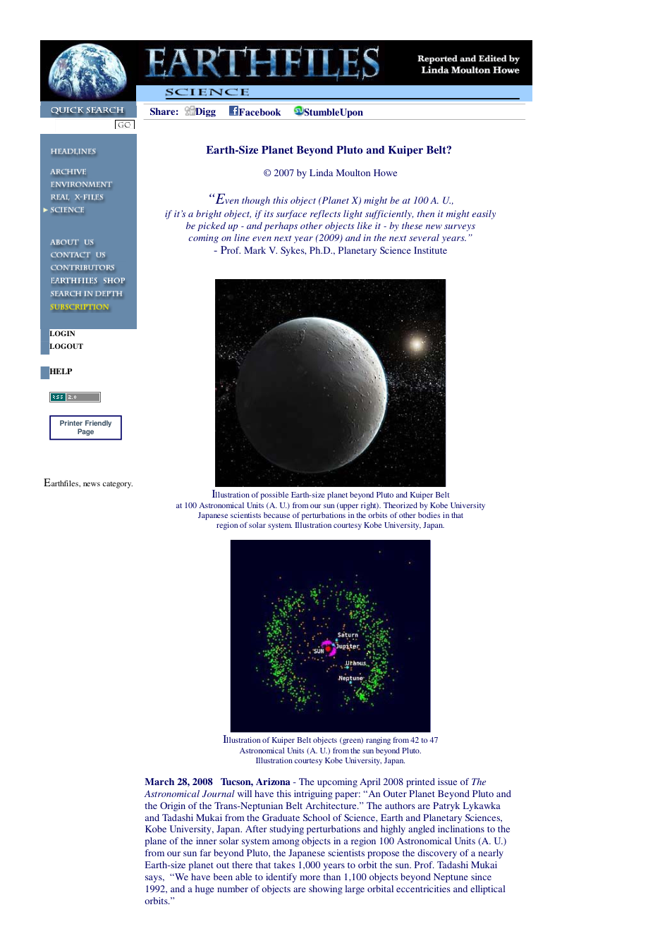 03 28 2008 Earth-Size Planet Beyond Pluto and Kuiper Belt cover