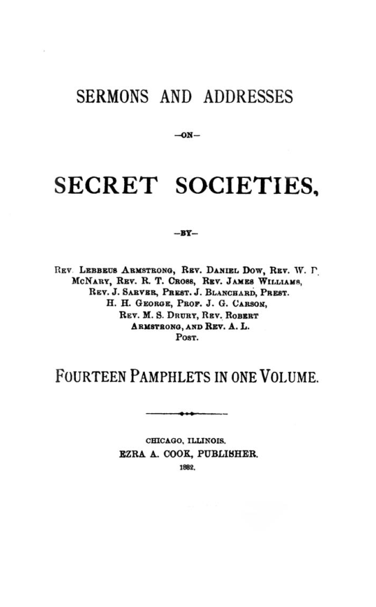 Sermons & Addresses On Secret Societies cover