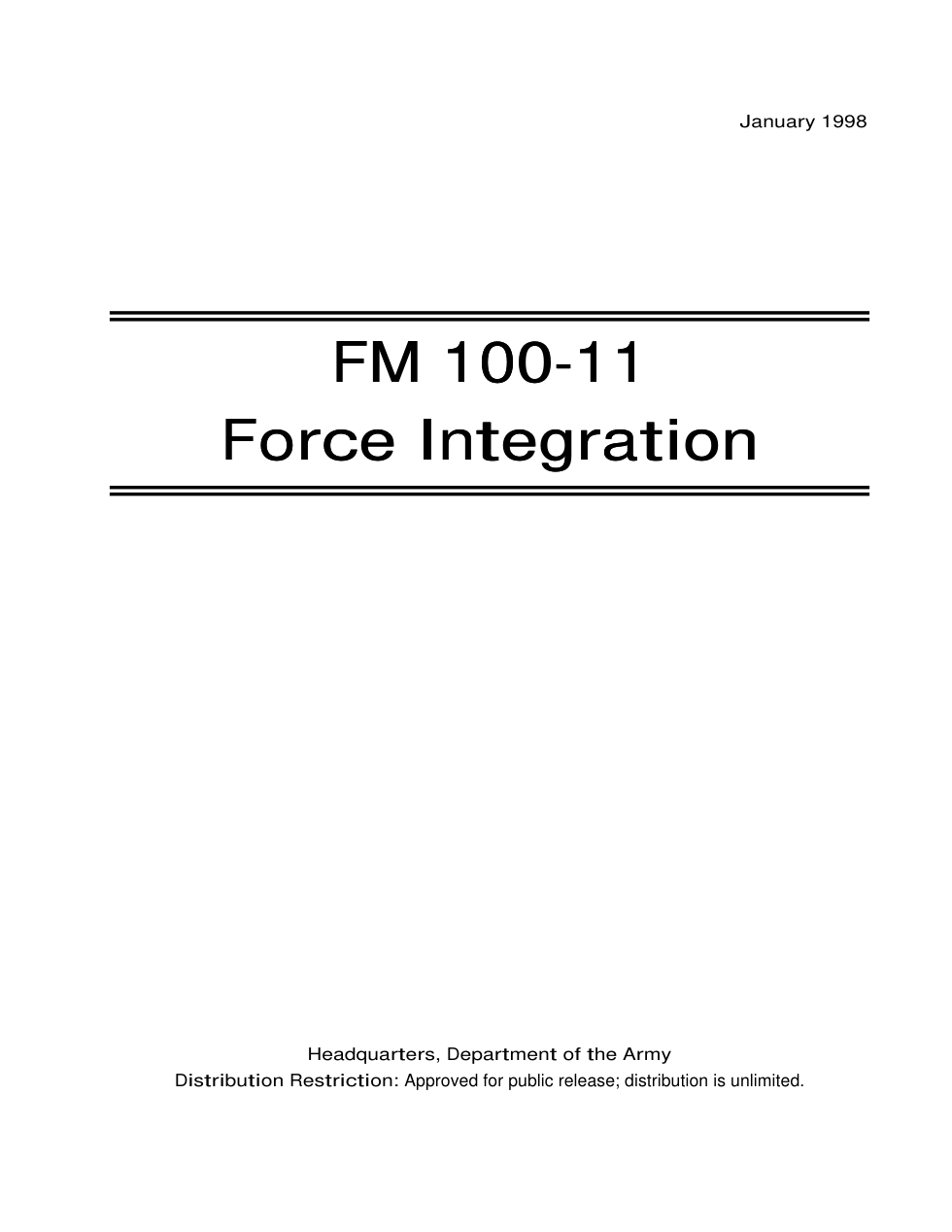 FM 100-11 Force Integration cover