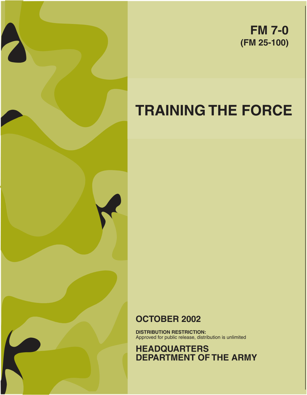 FM 7-0 Training the Force cover