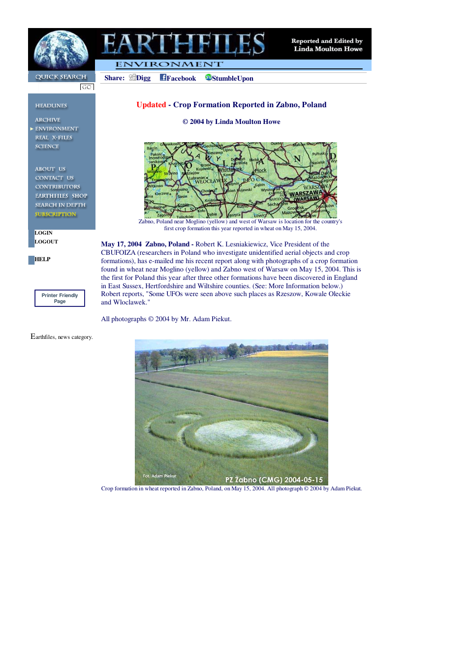 05 17 2004 Updated - Crop Formation Reported in Zabno, Poland cover