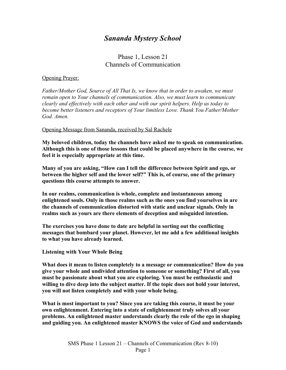 SMS Phase 1 Lesson 21 - Channels of Communication cover