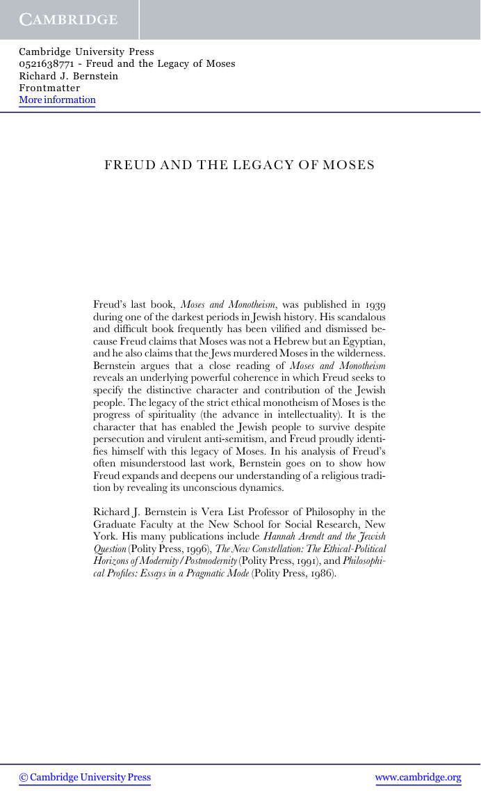Freud And The Legacy Of Moses cover