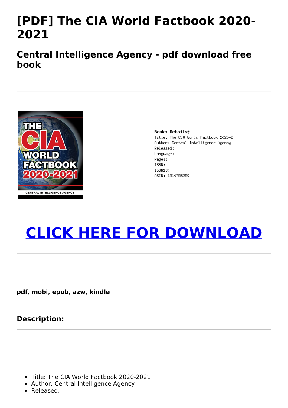 CIA 2021 CIA World Factbook cover