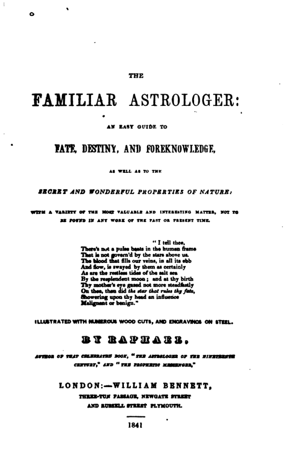 The Familiar Astrologer - Raphael cover