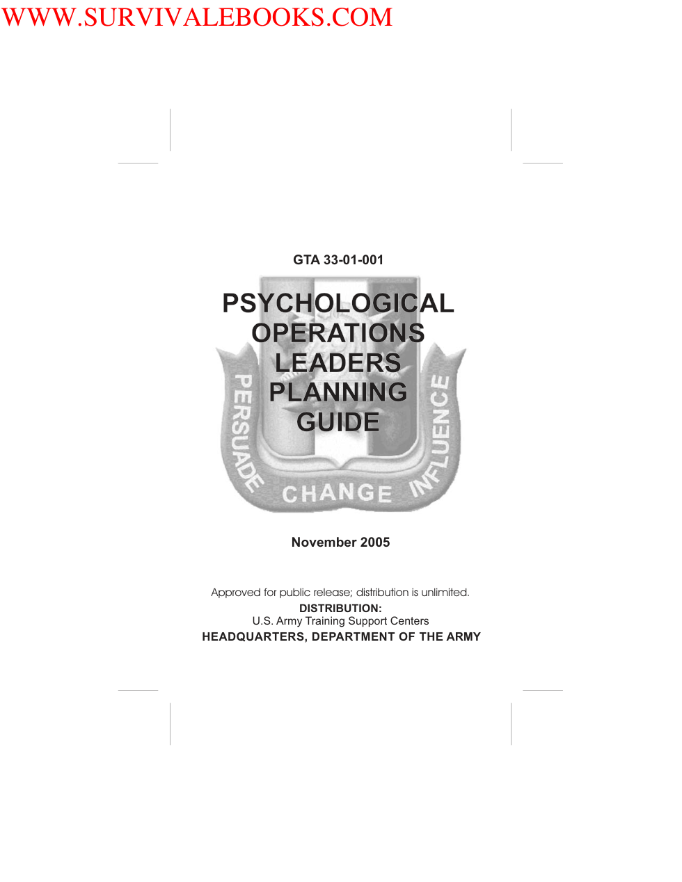 2005 US Army PSYCHOLOGICAL OPS LEADERS PLANNING GUIDE 80p cover