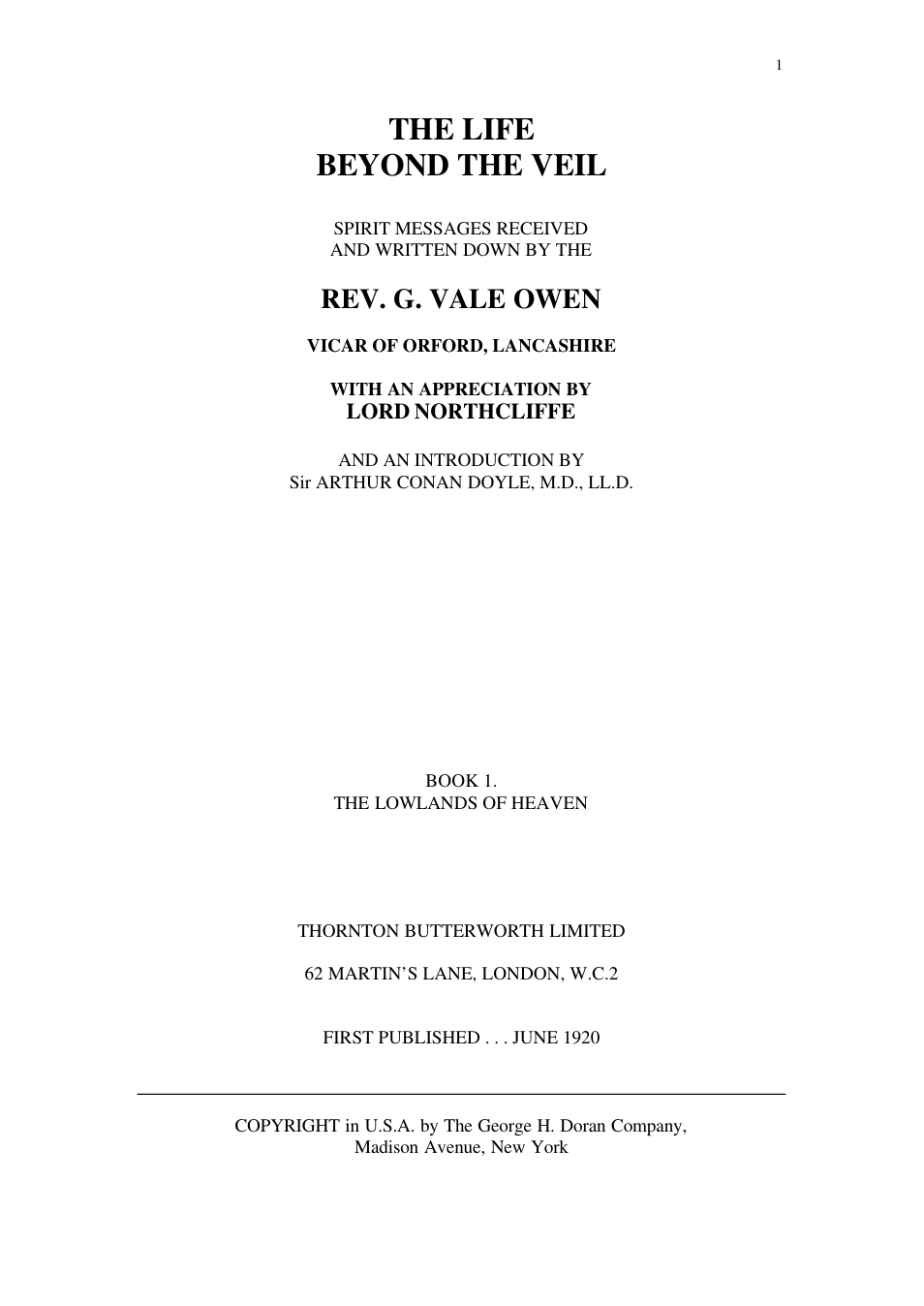 Owen - Life Beyond the Veil vol 1 cover