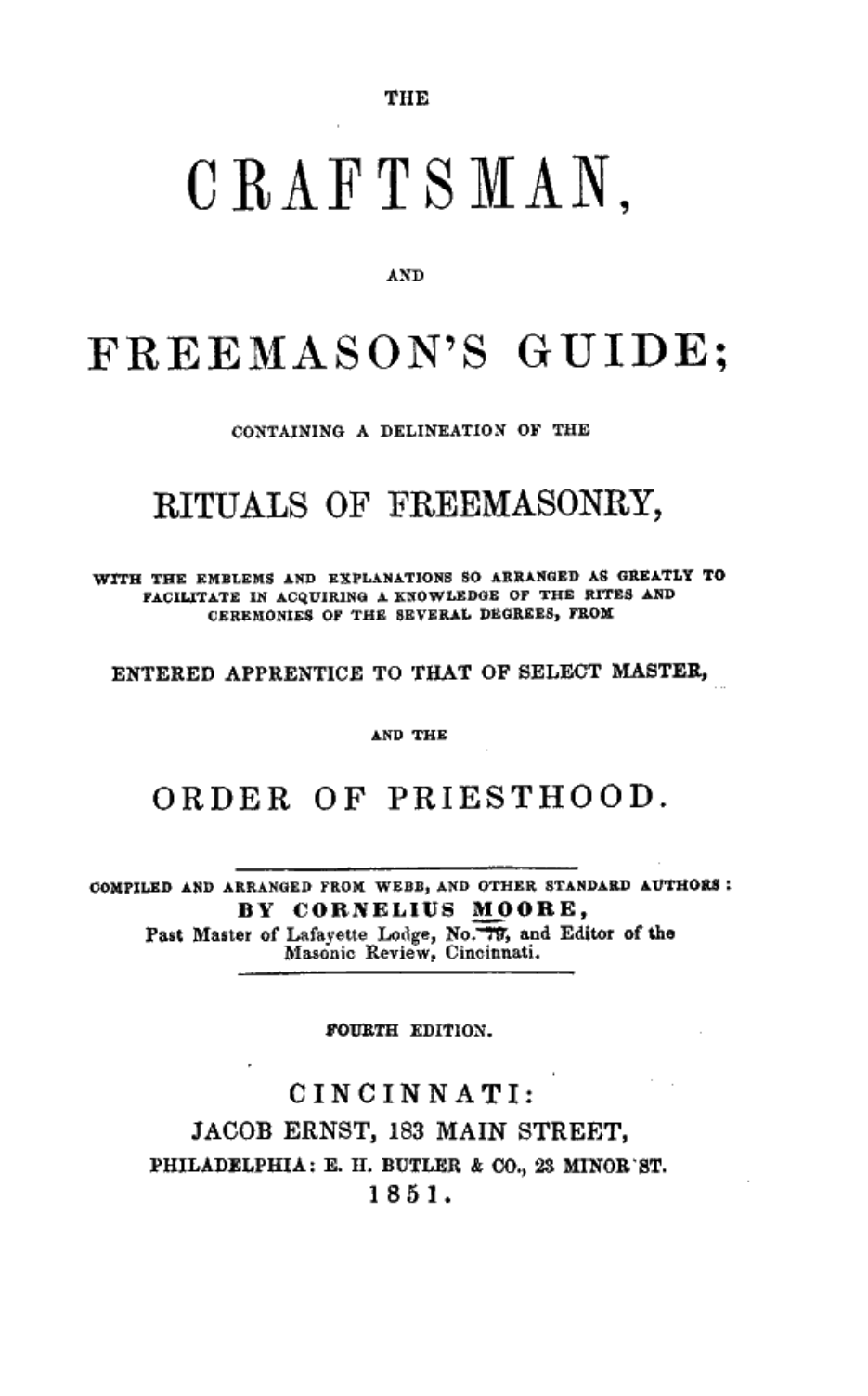 Moore - The Craftsman & Freemasons Guide cover