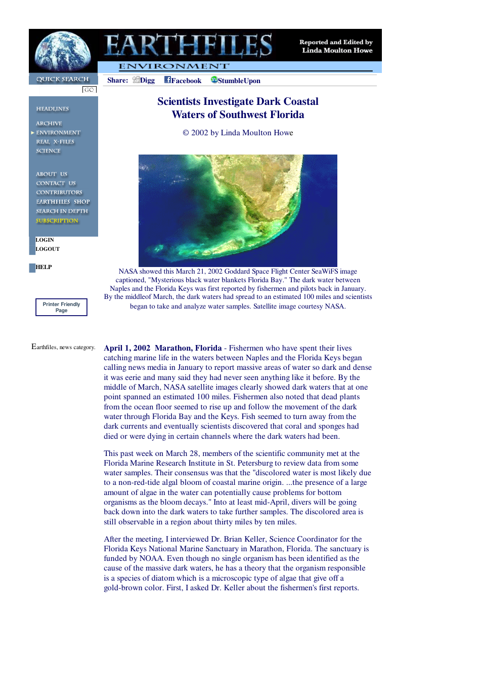 04 01 2002 Scientists Investigate Dark Coastal Waters of Southwest Florida cover