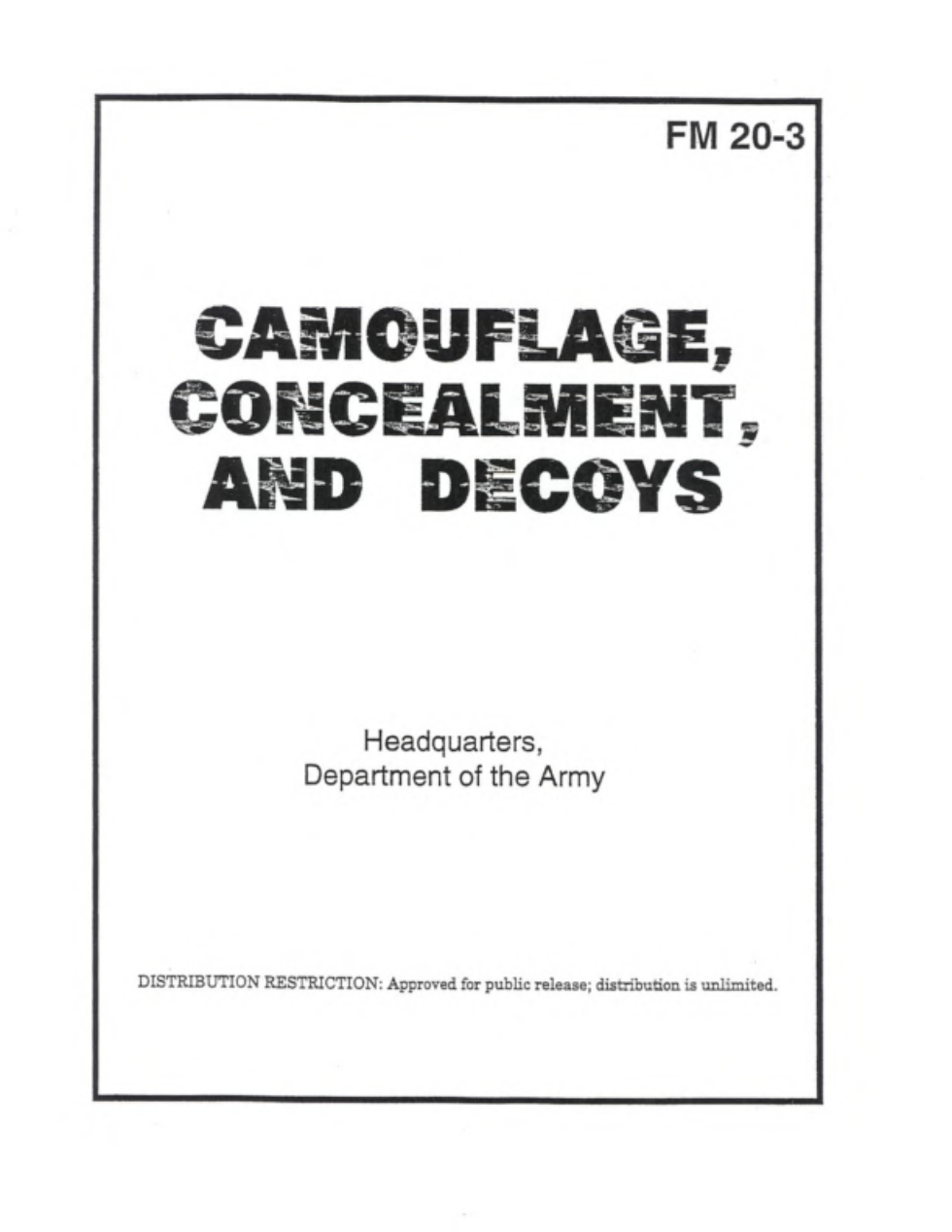 US Army Field Manual - Camouflage, Concealment And Decoys cover