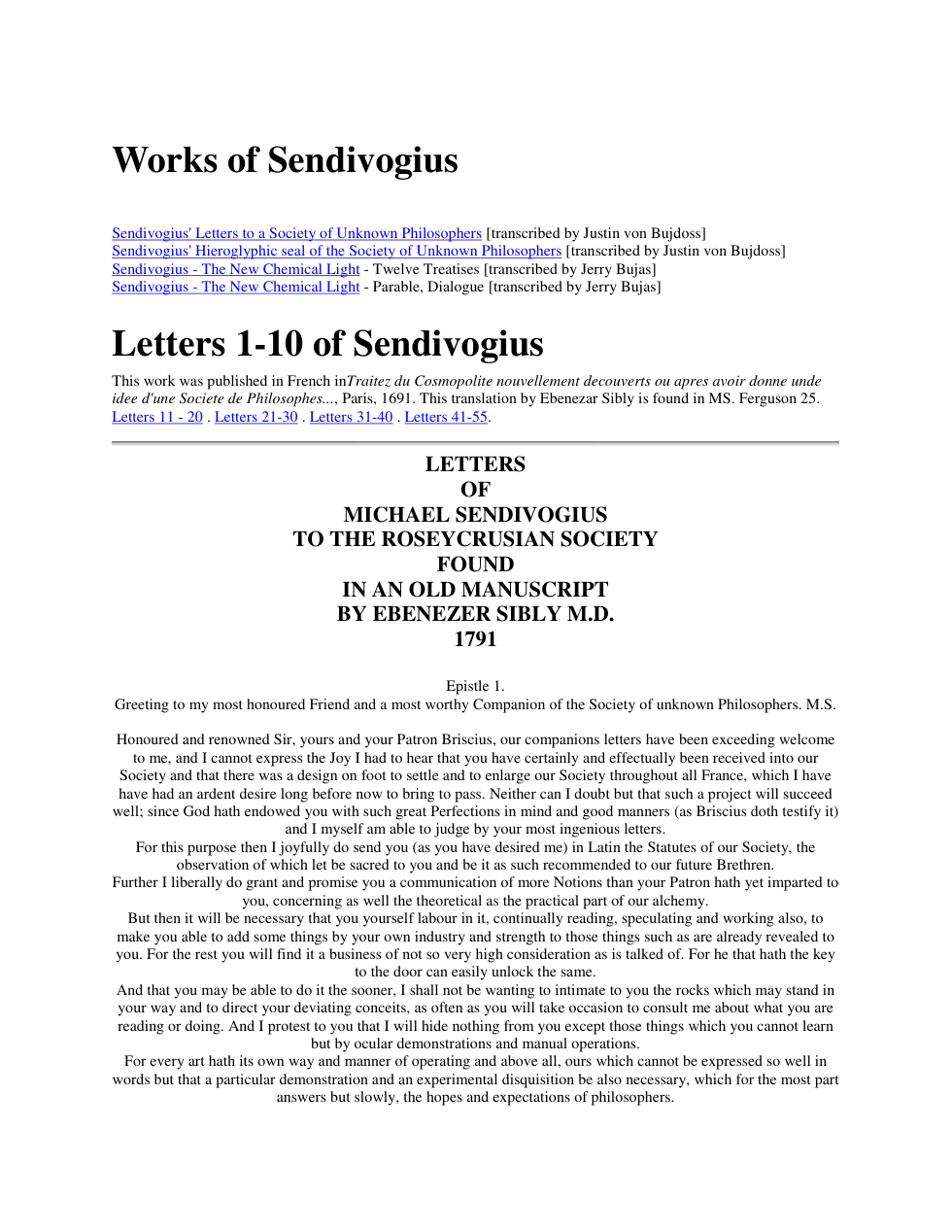 Some works of Sendivogius cover