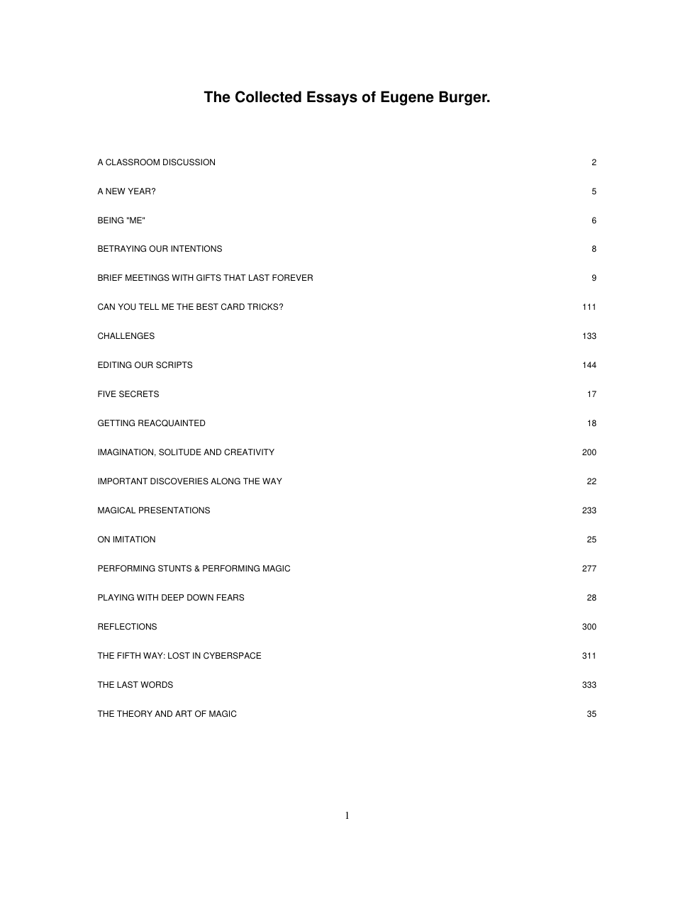 Eugene Burger - Collected Essays cover