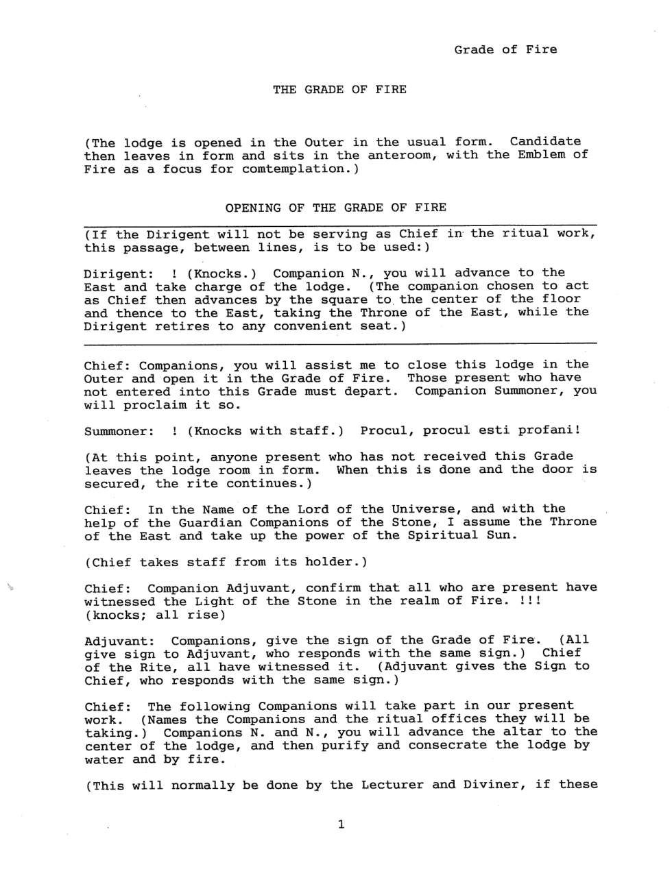 The Grade of Fire - 1997 Draft cover