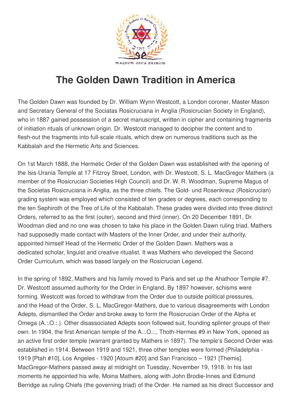 David Kawazu-Barber - The Golden Dawn Tradition in America cover
