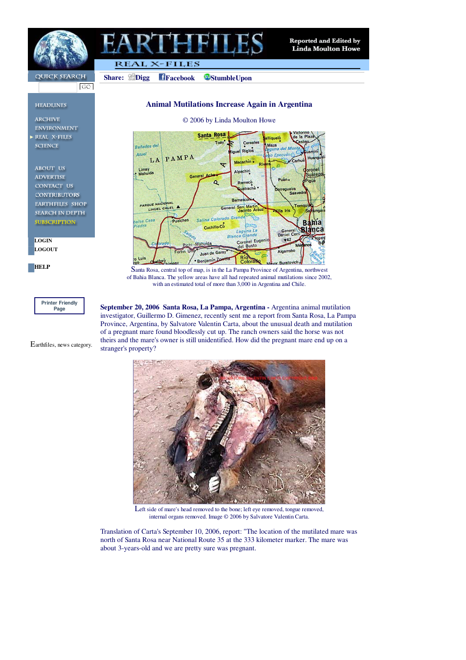 09 20 2006 Animal Mutilations Increase Again in Argentina cover