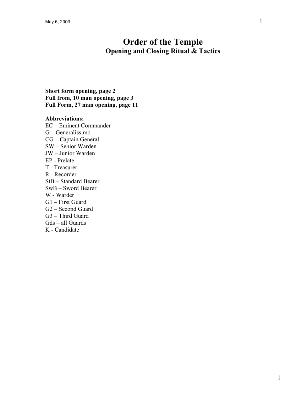 Opening cover