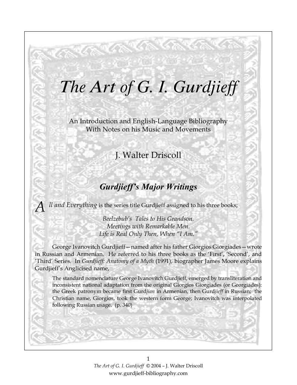 Driscoll - The Art Of G I Gurdjieff cover