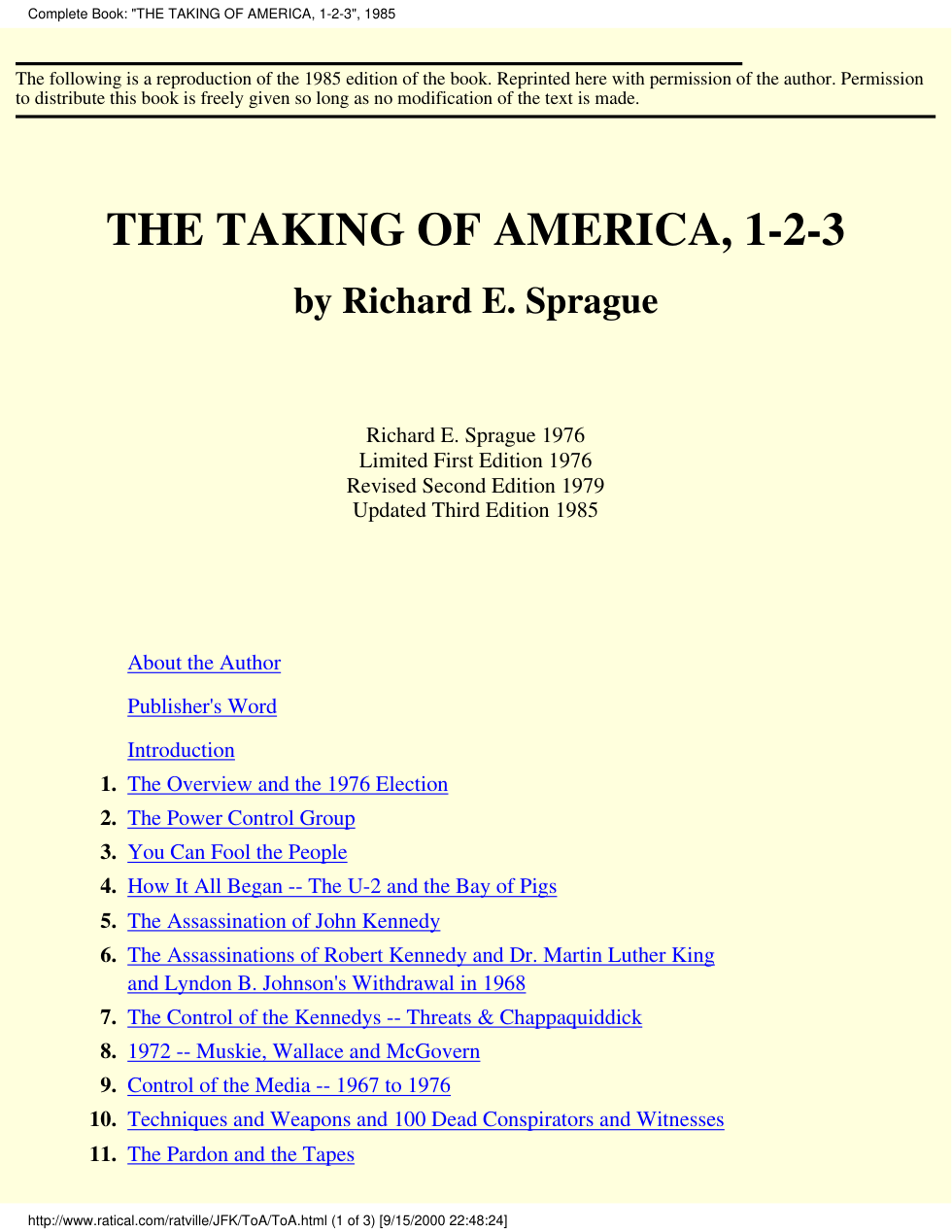 Taking Of America, 1-2-3 cover