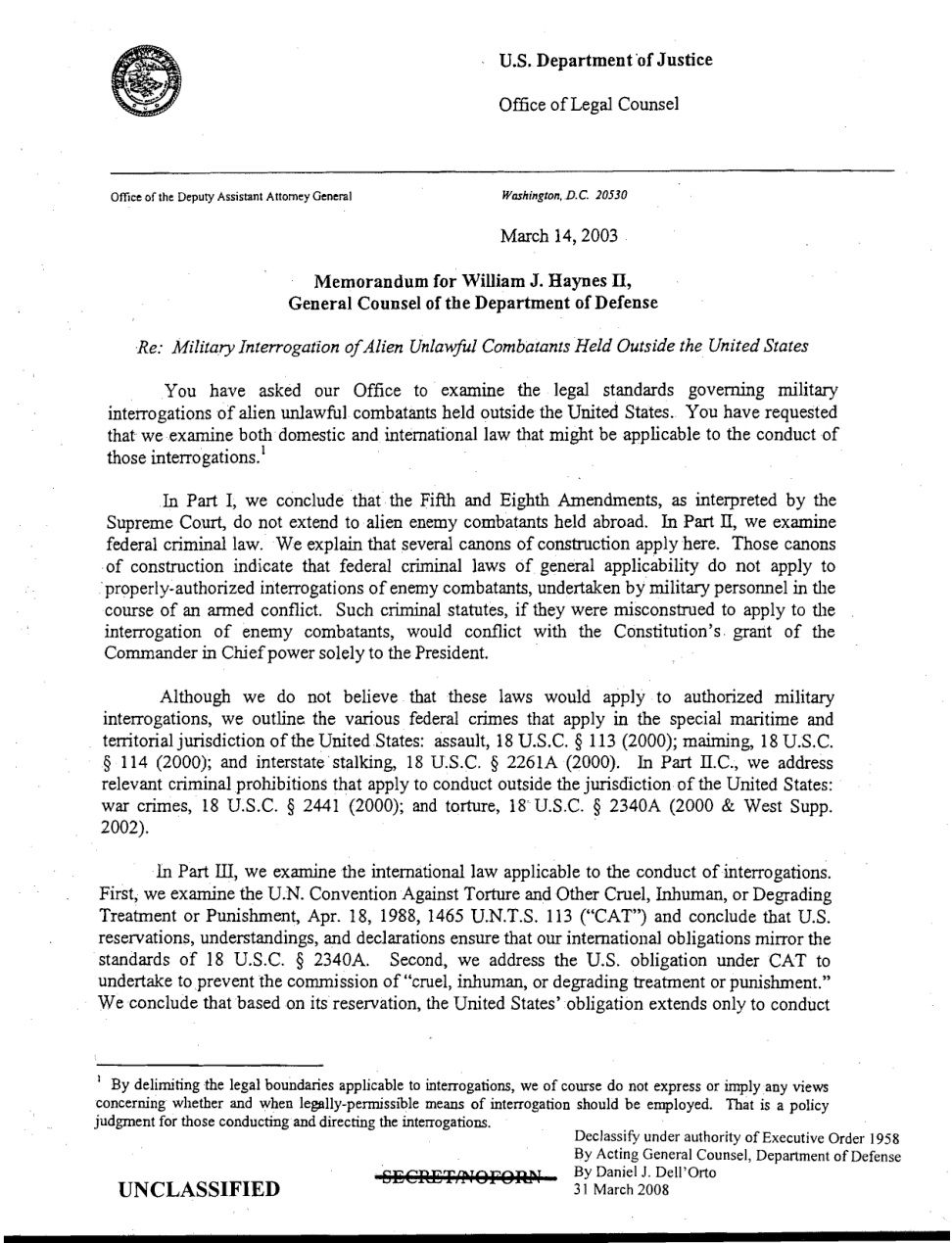 DOJ-OLC-TortureOpinion-2003 cover