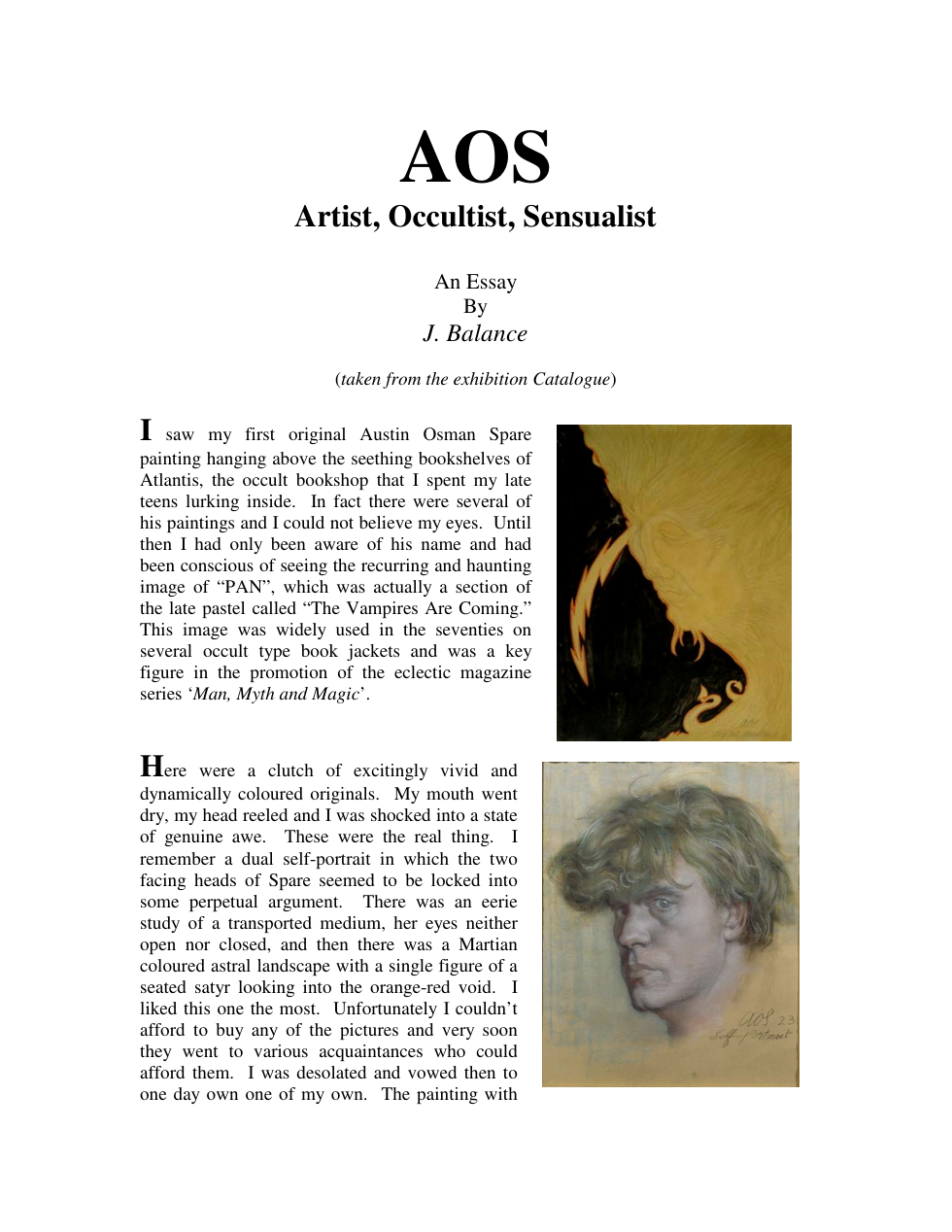 Balance, J. - A.O.S. - Artist, Occultist, Sensualist cover