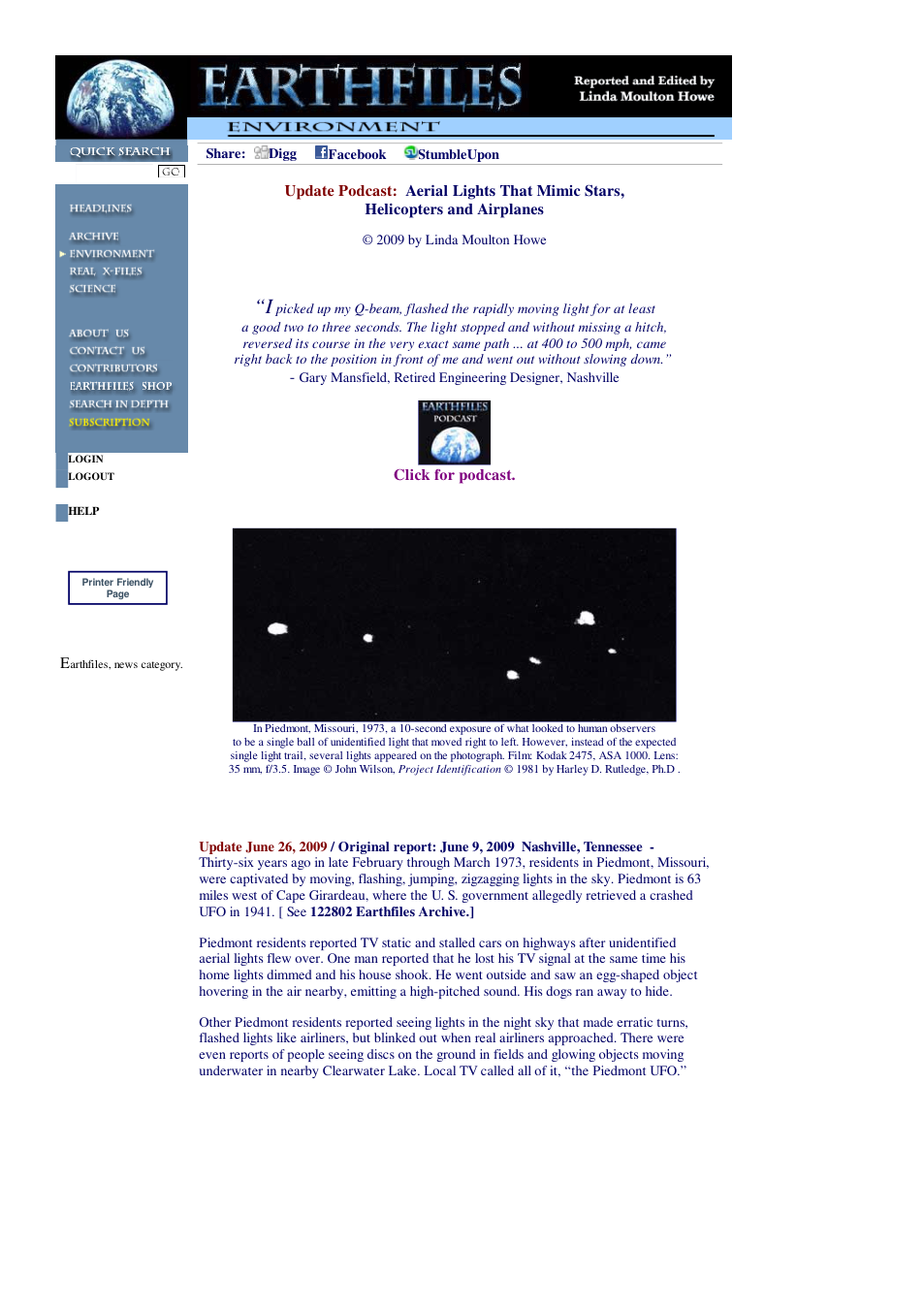 06 09 2009 Update Podcast Aerial Lights That Mimic Stars, Helicopters and Airplanes cover