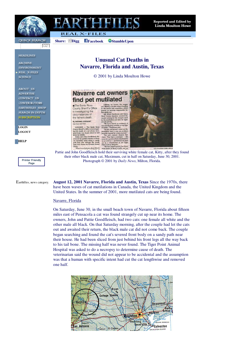 08 12 2001 Unusual Cat Deaths in Navarre, Florida and Austin, Texas cover