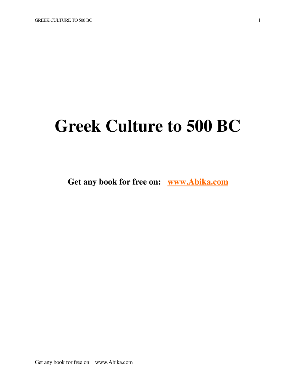 Greek Culture to 500 BC cover