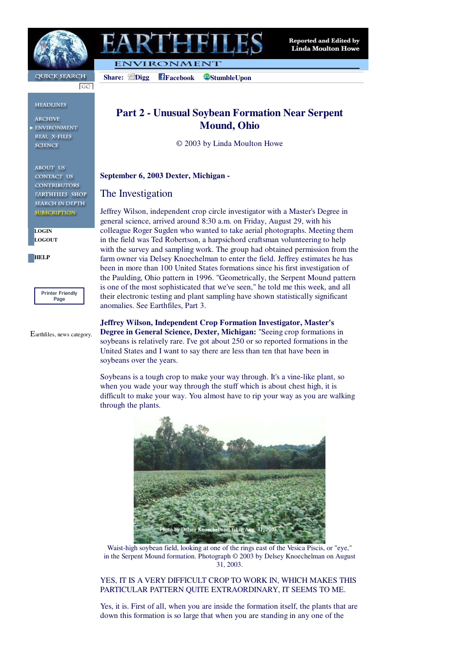 09 06 2003 Part 2 - Unusual Soybean Formation Near Serpent Mound, Ohio cover