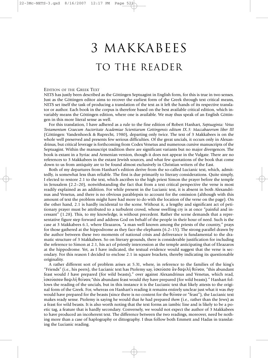 22 3 Makkabees, tr. Cameron Boyd-Taylor cover