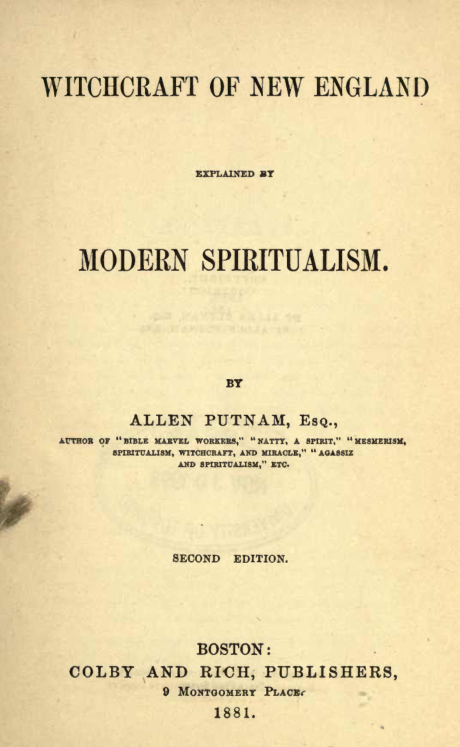 Witchcraft Explained by Spiritualsim - A Putnam cover