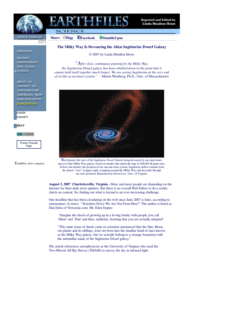 08 03 2007 The Milky Way Is Devouring the Alien Sagittarius Dwarf Galaxy cover