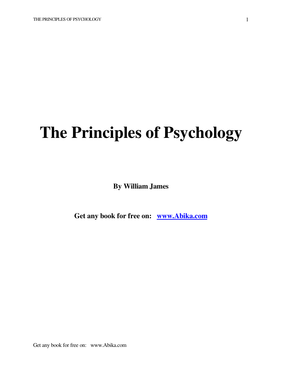 James, William - The Principles of Psychology Vol. I cover